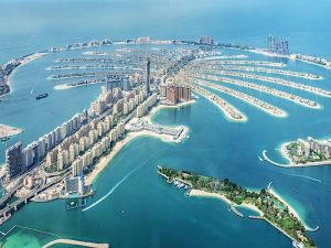 Vista aérea de la isla de Dubai Palm Jumeirah, Emiratos Árabes Unidos