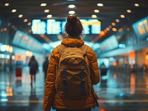 Vehículo de traslados al aeropuerto esperando en la terminal